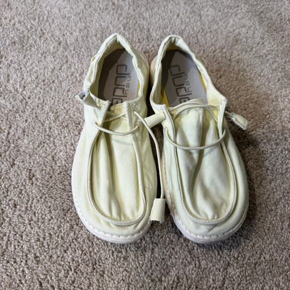 Hey Dude Shoes - Hey Dude Wendy Light Yellow Women's Slip On Loafers Shoes Size 8 Anise Easy On